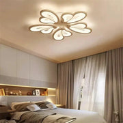 Lustra LED cu telecomanda BLOSSOM 95W, 5 Petale, lumina Rece/Calda/Neutra 3000K/4000K/6000K, Dimabila, Alb, Metal si Acril
