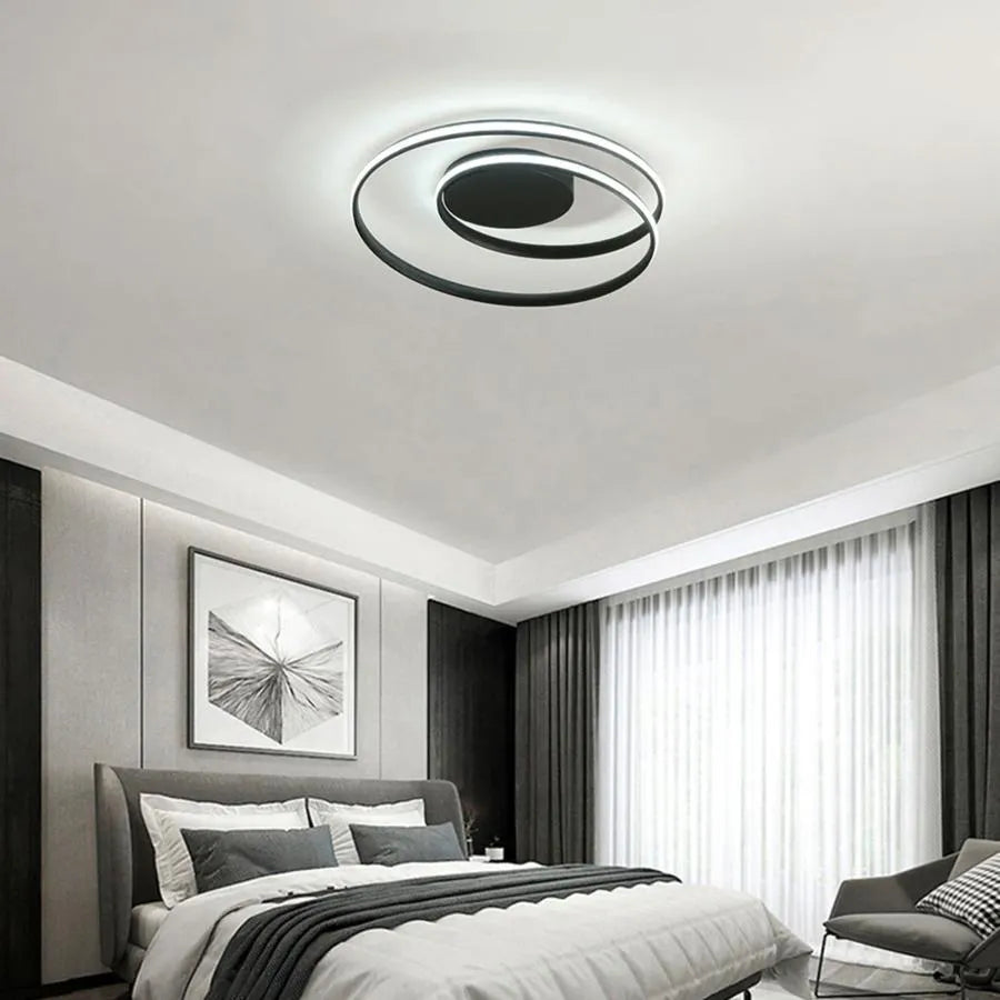 Lustra LED cu telecomanda VECTOR ARCADIA 56W, lumina Rece/Calda/Neutra, Dimabila, Negru