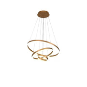 Lustra LED suspendata cu telecomanda ELIZABETH, 85W, 3 Cercuri, lumina Rece/Calda/Neutra, Dimabila, Auriu Lucios, Inaltime Reglabila