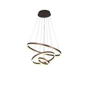 Lustra LED suspendata cu telecomanda EMANUELLE 152W, 3 Cercuri, lumina Rece/Calda/Neutra, Dimabila, Maro, Inaltime Reglabila