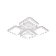 Lustra LED cu telecomanda FELY 80W, 5 Patrate, lumina Rece/Calda/Neutra, Dimabila, Alb