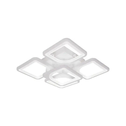 Lustra LED cu telecomanda FELY 80W, 5 Patrate, lumina Rece/Calda/Neutra, Dimabila, Alb