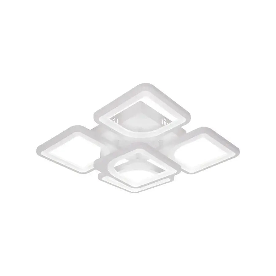 Lustra LED cu telecomanda FELY 80W, 5 Patrate, lumina Rece/Calda/Neutra, Dimabila, Alb