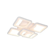 Lustra LED cu telecomanda FELY 80W, 5 Patrate, lumina Rece/Calda/Neutra, Dimabila, Alb