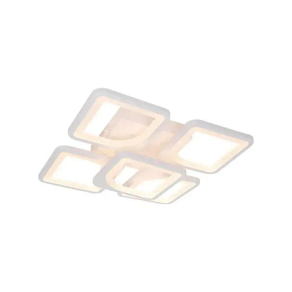 Lustra LED cu telecomanda FELY 80W, 5 Patrate, lumina Rece/Calda/Neutra, Dimabila, Alb