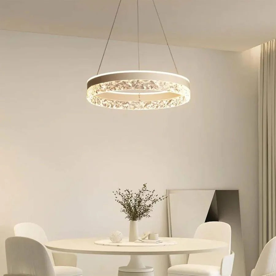 Lustra LED suspendata cu telecomanda BRINDA 124W, lumina Rece/Calda/Neutra, Dimabila, Alb, Inaltime Reglabila