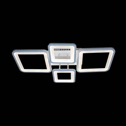 Lustra LED cu telecomanda ELLA 67W, 4 Patrate, lumina Rece/Calda/Neutra, Dimabila, Alb