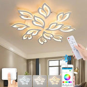 Lustra LED cu telecomanda LILY 147W, 12 Elemente, lumina Rece/Calda/Neutra, Dimabila, Alb