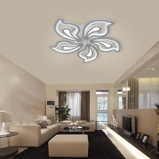 Lustra LED cu telecomanda GLORIOSA 95W, 5 Petale, lumina Rece/Calda/Neutra, Dimabila, Alb