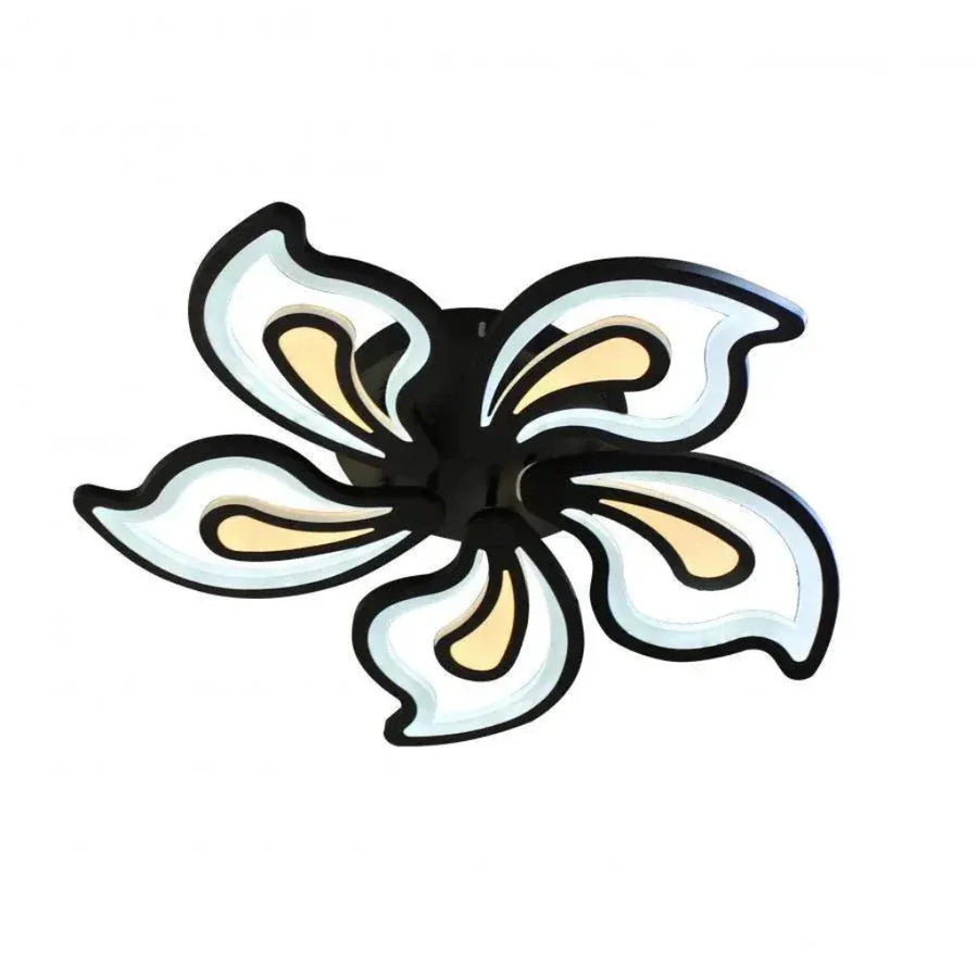 Lustra LED cu telecomanda GLORIOSA 150W, 5 Petale, lumina Rece/Calda/Neutra, Dimabila, Negru