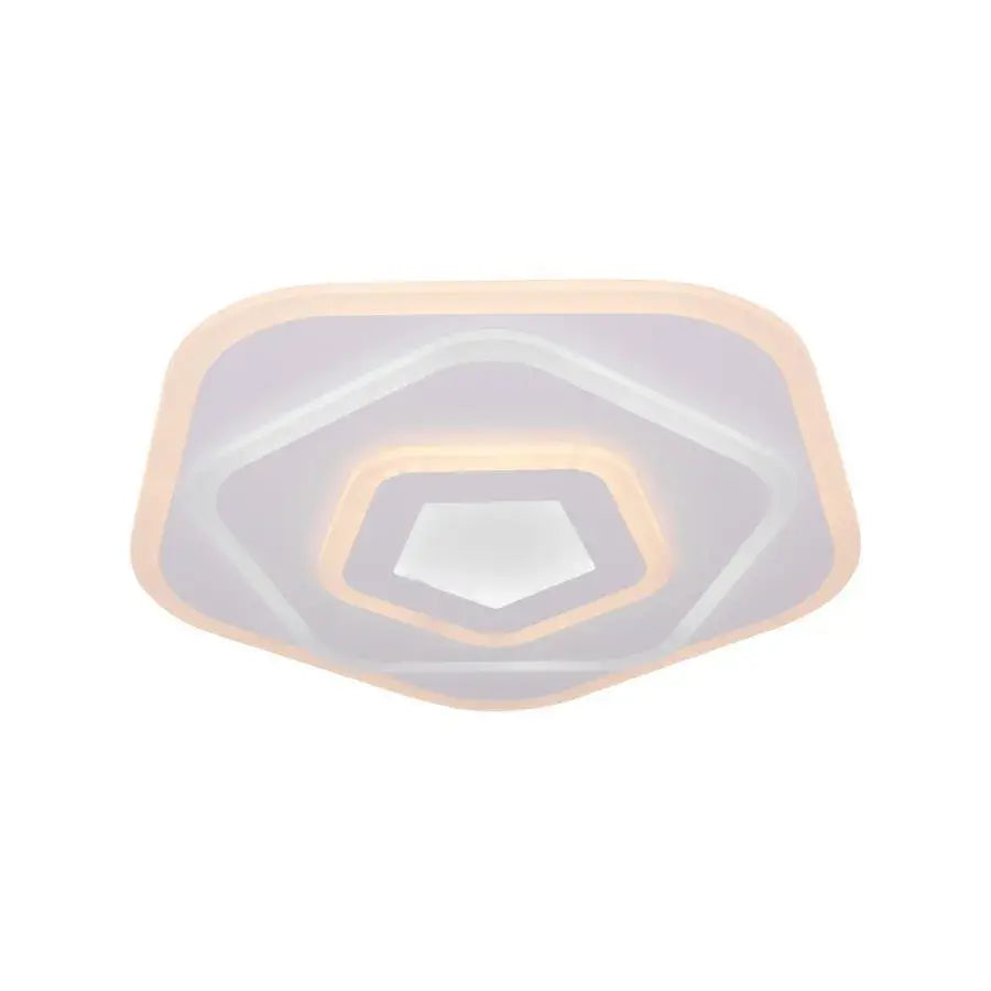Lustra LED cu Telecomanda PENTAGON 59W, 40cm, Lumina Rece/Calda/Neutra 3000K/4000K/6000K, Alb, Metal si Acril