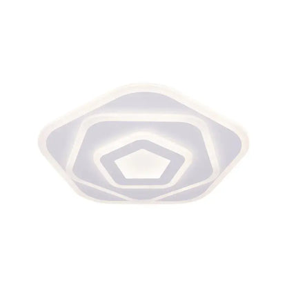 Lustra LED cu Telecomanda PENTAGON 59W, 40cm, Lumina Rece/Calda/Neutra 3000K/4000K/6000K, Alb, Metal si Acril