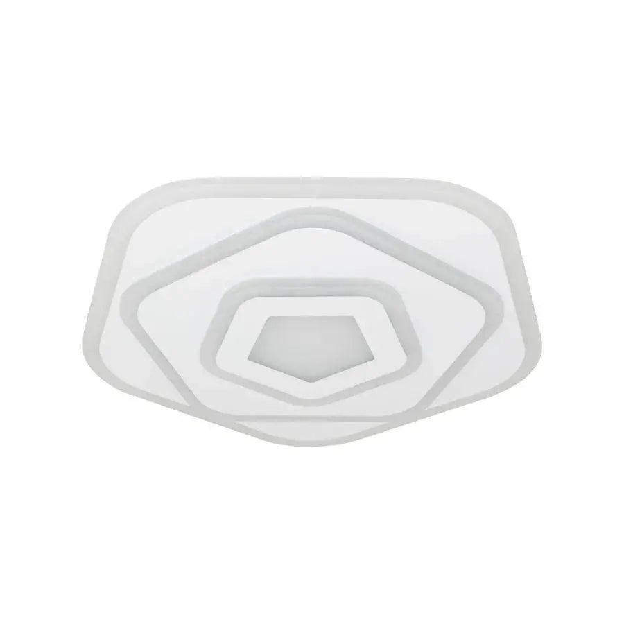 Lustra LED cu Telecomanda PENTAGON 59W, 40cm, Lumina Rece/Calda/Neutra 3000K/4000K/6000K, Alb, Metal si Acril