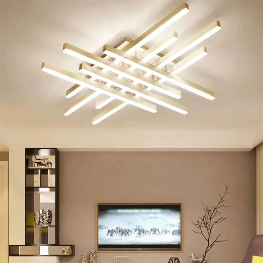 Lustra LED cu telecomanda MORA 160W, 8 Elemente, Liniara, lumina Rece/Calda/Neutra, Dimabila, Alb