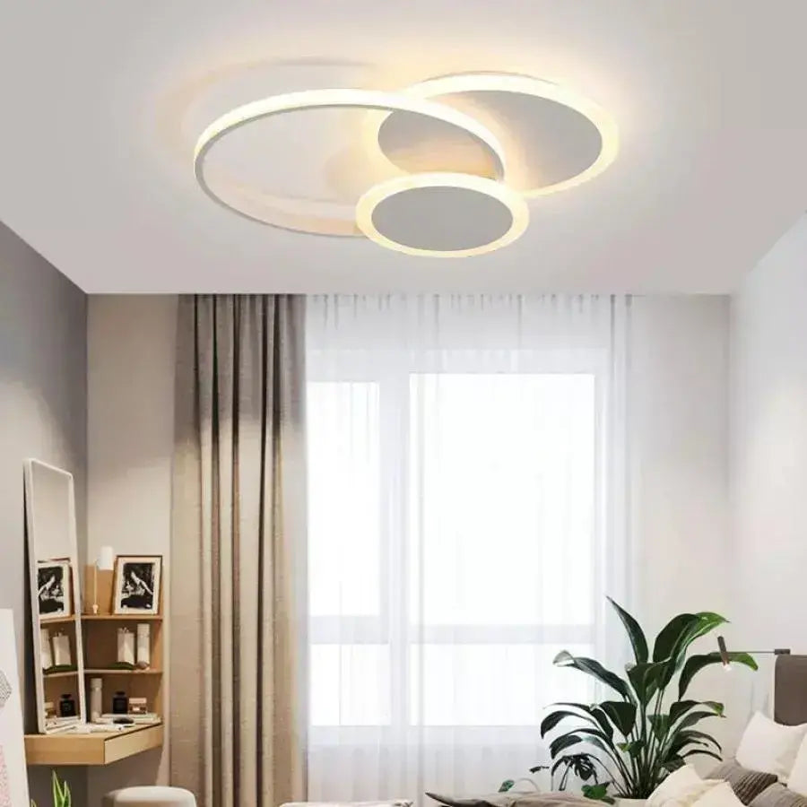 Lustra LED cu telecomanda SILVIAN, 58W, 3 Cercuri, lumina Rece/Calda/Neutra, Dimabila, Alb
