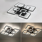 Lustra LED cu telecomanda ZOE, 8 Patrate, 138W, Lumina Rece/Calda/Neutra, Dimabila, Negru