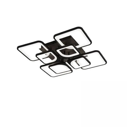 Lustra LED cu telecomanda ZOE, 8 Patrate, 138W, Lumina Rece/Calda/Neutra, Dimabila, Negru