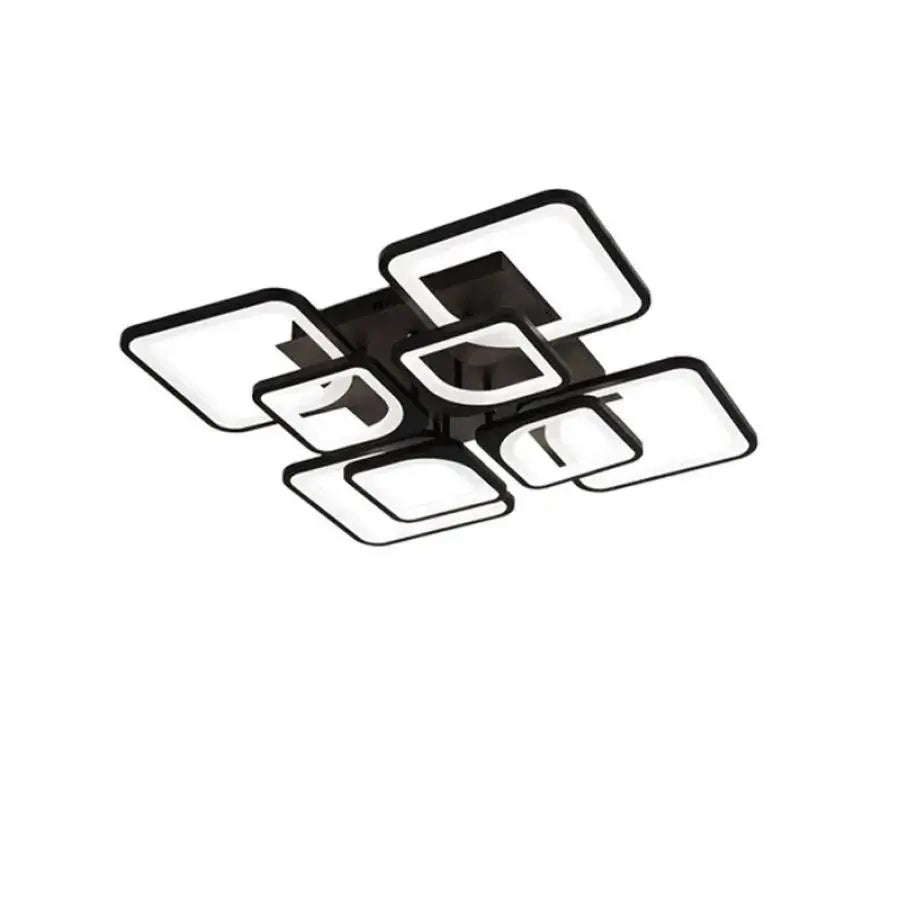 Lustra LED cu telecomanda ZOE, 8 Patrate, 138W, Lumina Rece/Calda/Neutra, Dimabila, Negru