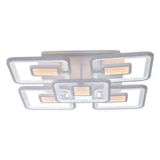 Lustra LED cu telecomanda FELIX 107W, 5 Patrate, lumina Rece/Calda/Neutra, Dimabila, Alb