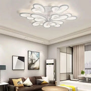 Lustra LED cu telecomanda BLOSSOM 107W, 9 Petale, lumina Rece/Calda/Neutra, Dimabila, Alb