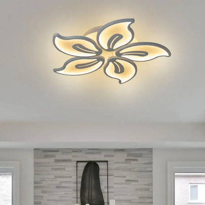 Lustra LED cu telecomanda JASMINE 66W, 5 Petale, lumina Rece/Calda/Neutra, Dimabila, Alb