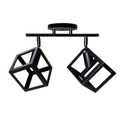 Lustra Forma Cub, STRUKTUR Duo, 2xE27, Negru, Metal