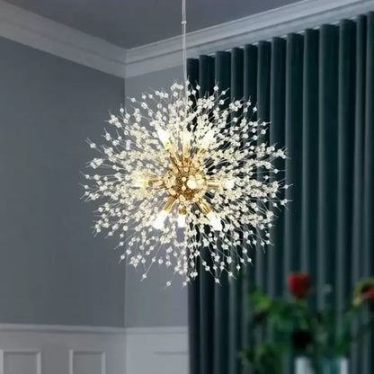 Candelabru Cristal Schönbrunn, 6x G9, Diametru 40cm, Auriu Lucios, Inaltime Reglabila