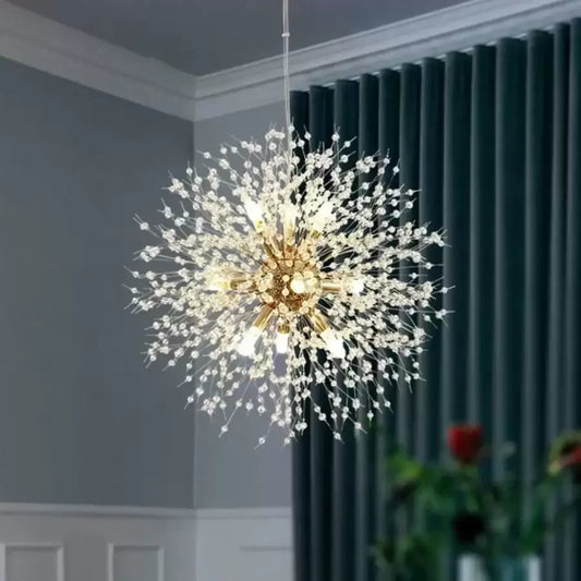 Candelabru Cristal Schönbrunn, 9x G9, Diametru 50 cm, Auriu Lucios, Inaltime Reglabila