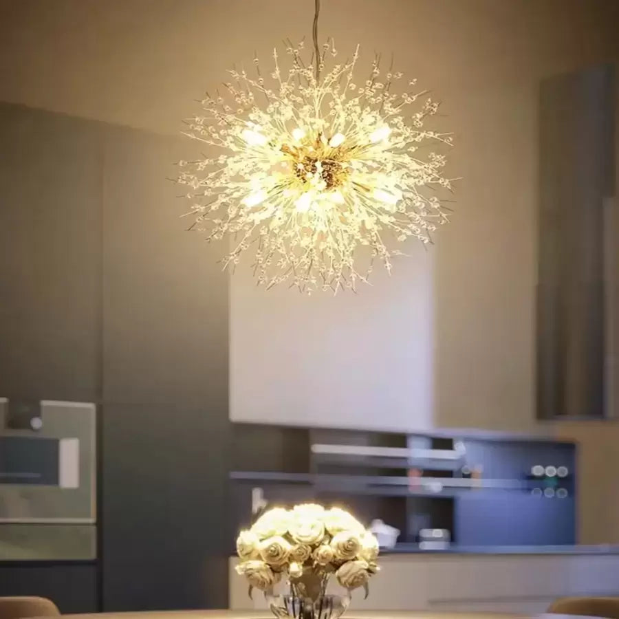 Candelabru Cristal Schönbrunn, 9x G9, Diametru 50 cm, Auriu Lucios, Inaltime Reglabila