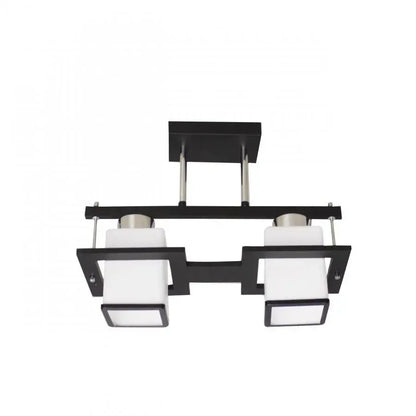 Lustra Clasica Aramis cu Lemn Abajur Patrat 2X E27 Gri Negru