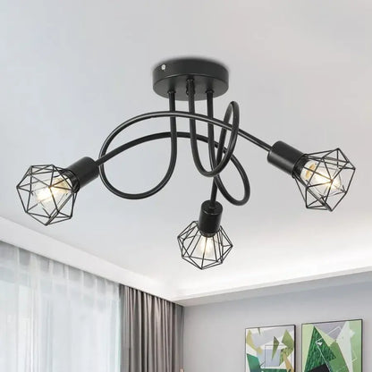 Lustra Shion 3xE27, Negru, Metal, Diametru 50cm
