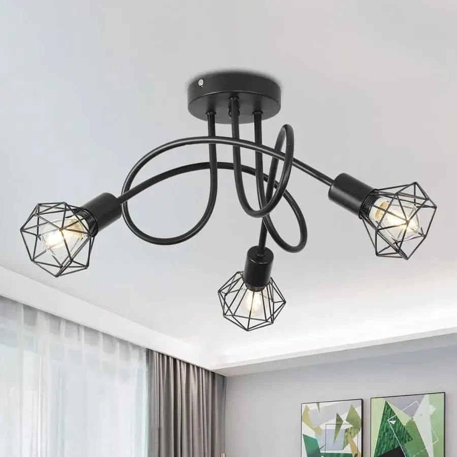Lustra Shion 3xE27, Negru, Metal, Diametru 50cm