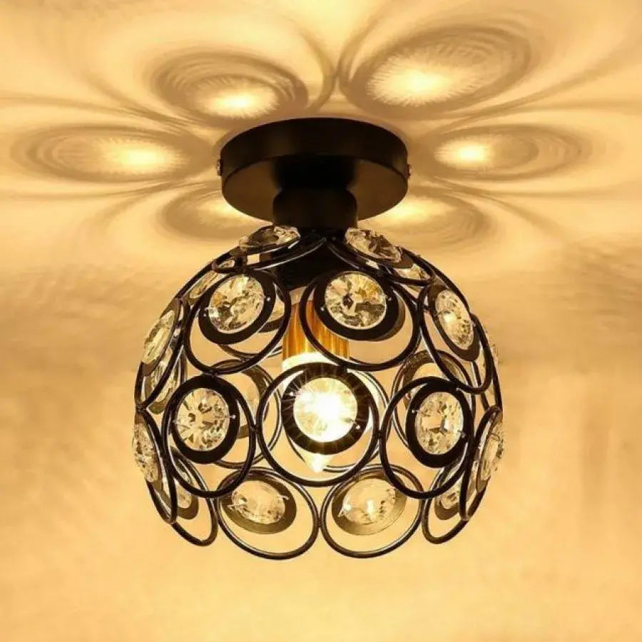 Lustra Vera, 1x E27, Negru, Metal si Cristal