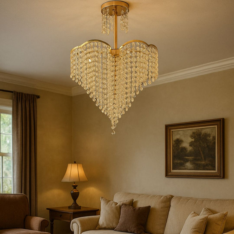 Candelabru Cristal Ander, 4xE14, Diametru 45cm, Auriu