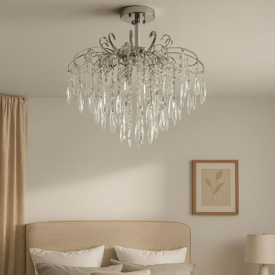 Candelabru Cristal EDINBURGH Eleganza, 5xE27, Diametru 47cm, Crom Lucios
