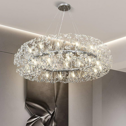 Candelabru Cristal SEGOVIA Magno 12x E14, Diametru 60cm, Crom Lucios, Inaltime Reglabila