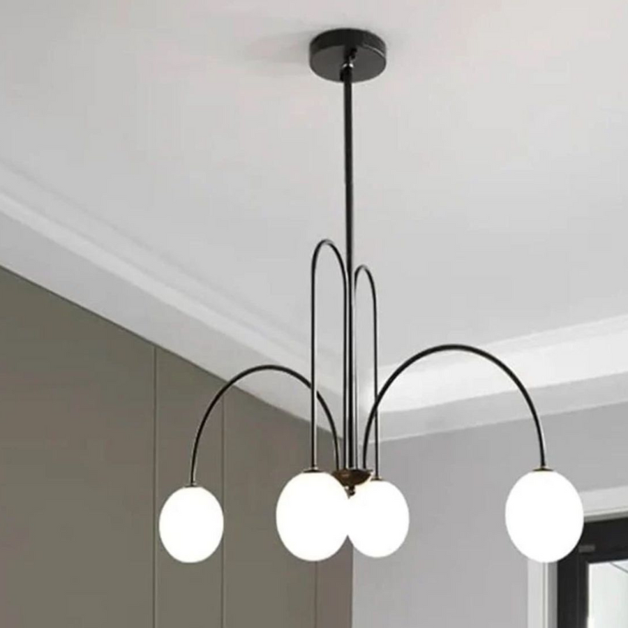 Lustra cu Abajur, Torino, 4xE27, Negru, Metal
