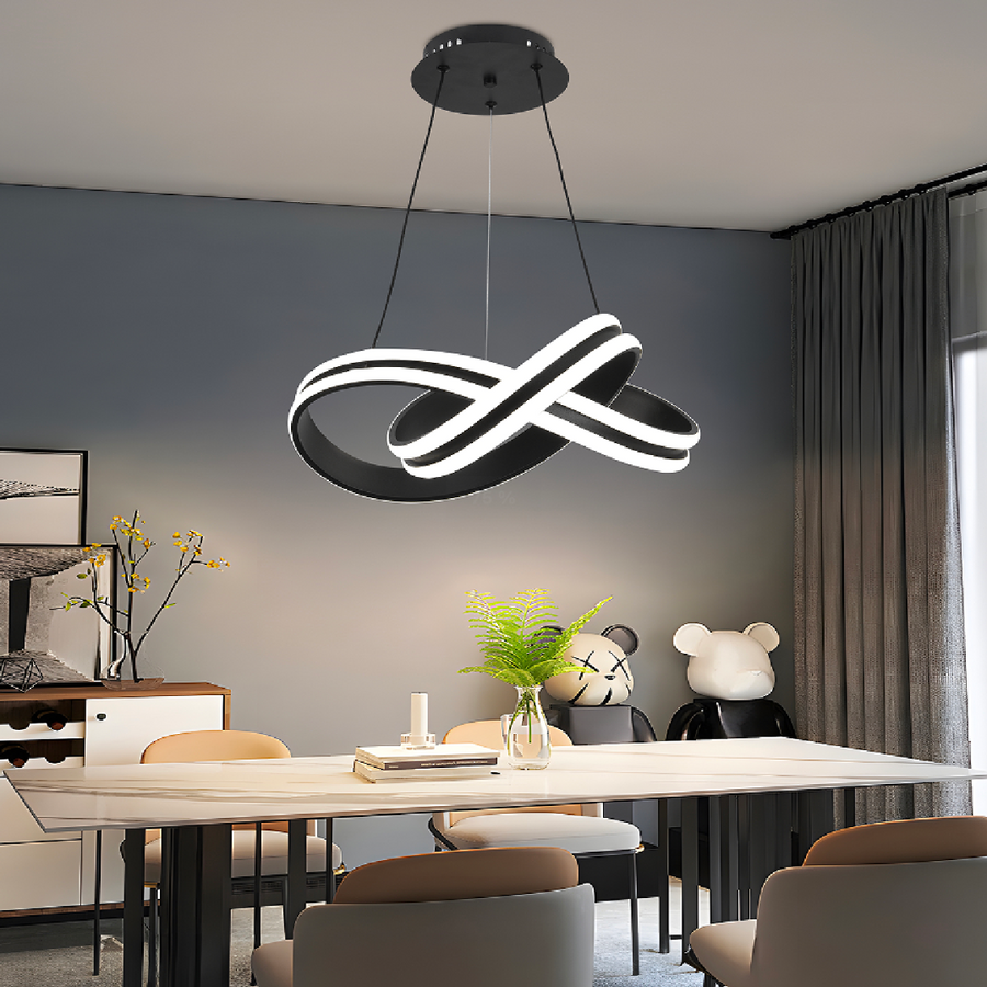 Lustra LED suspendata cu telecomanda INFINITY LOOP 61W, lumina Rece/Calda/Neutra, Dimabila, Negru, Inaltime Reglabila