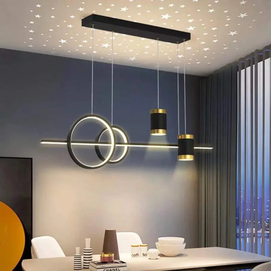 Lustra LED suspendata cu telecomanda PAULINA 60W, lumina Rece/Calda/Neutra, Dimabila, Negru, Inaltime Reglabila