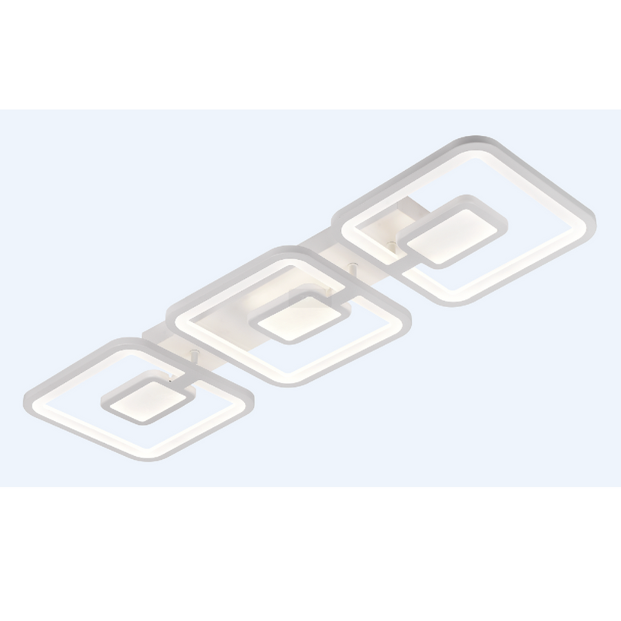 Lustra LED cu telecomanda  FELIX 87W, 3 Patrate, lumina Rece/Calda/Neutra, Dimabila, Alb