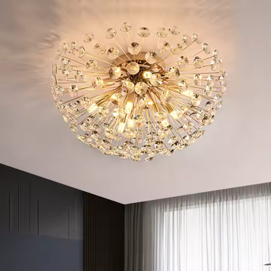 Candelabru Cristal MINUE, 4x G9, Diametru 35cm, Auriu Lucios