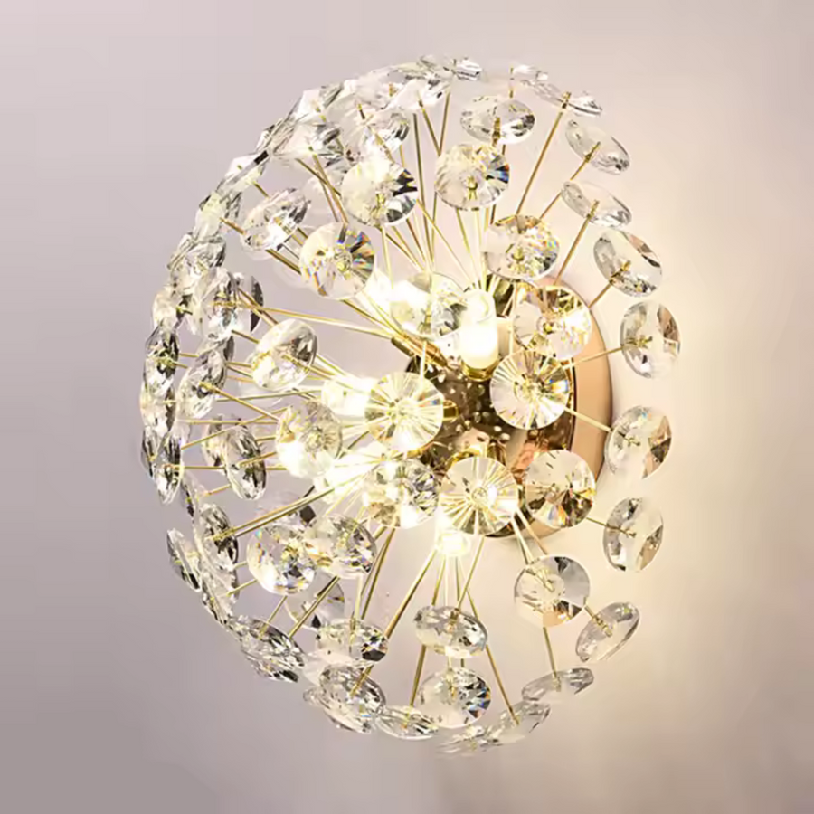 Candelabru Cristal MINUE, 4x G9, Diametru 35cm, Auriu Lucios