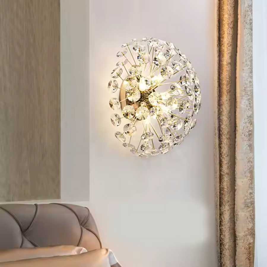 Candelabru Cristal MINUE, 4x G9, Diametru 35cm, Auriu Lucios