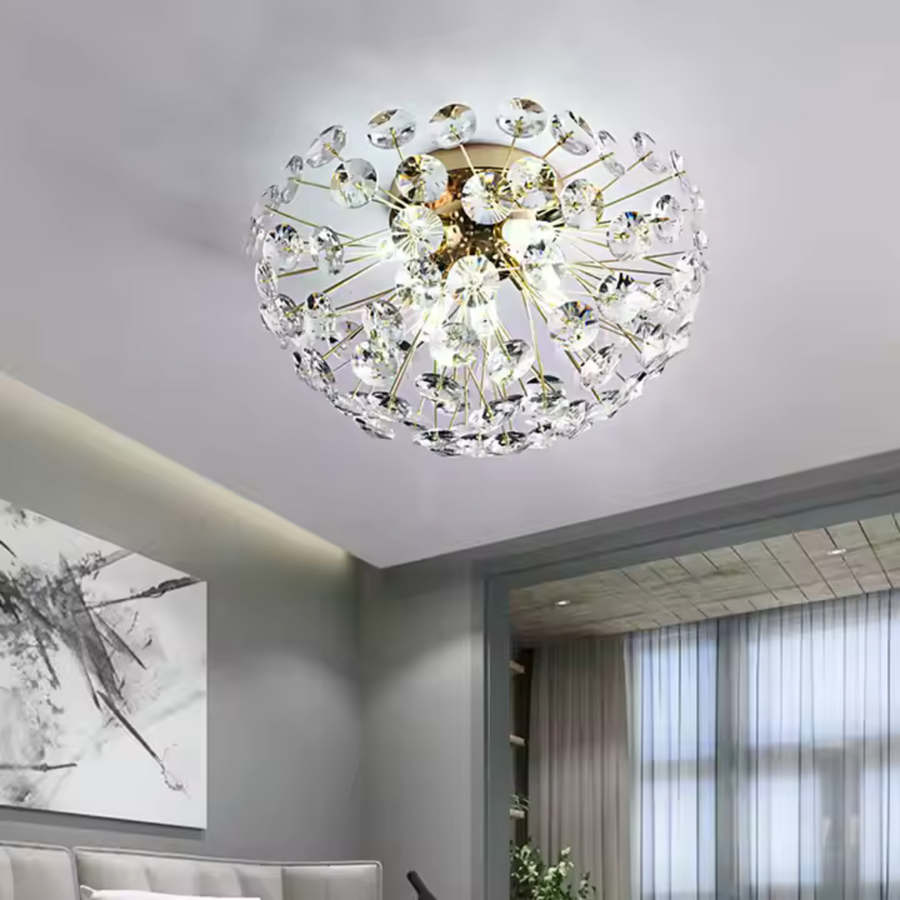 Candelabru Cristal MINUE, 4x G9, Diametru 35cm, Auriu Lucios
