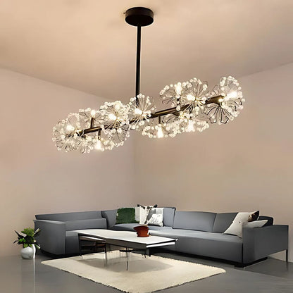 Candelabru Cristal PETERHOF Regalis 15x G4, Lungime 120cm, Negru
