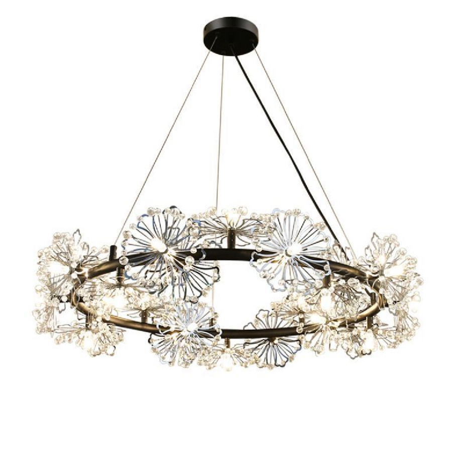 Candelabru Cristal PETERHOF Magno, Diametru 62cm, 20X G4, Negru, Inaltime Reglabila