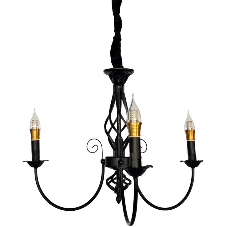 Lustra VINTAGE, tip Pendul cu brate, ANJOU, Circulara, 3xE14, Metal, Negru