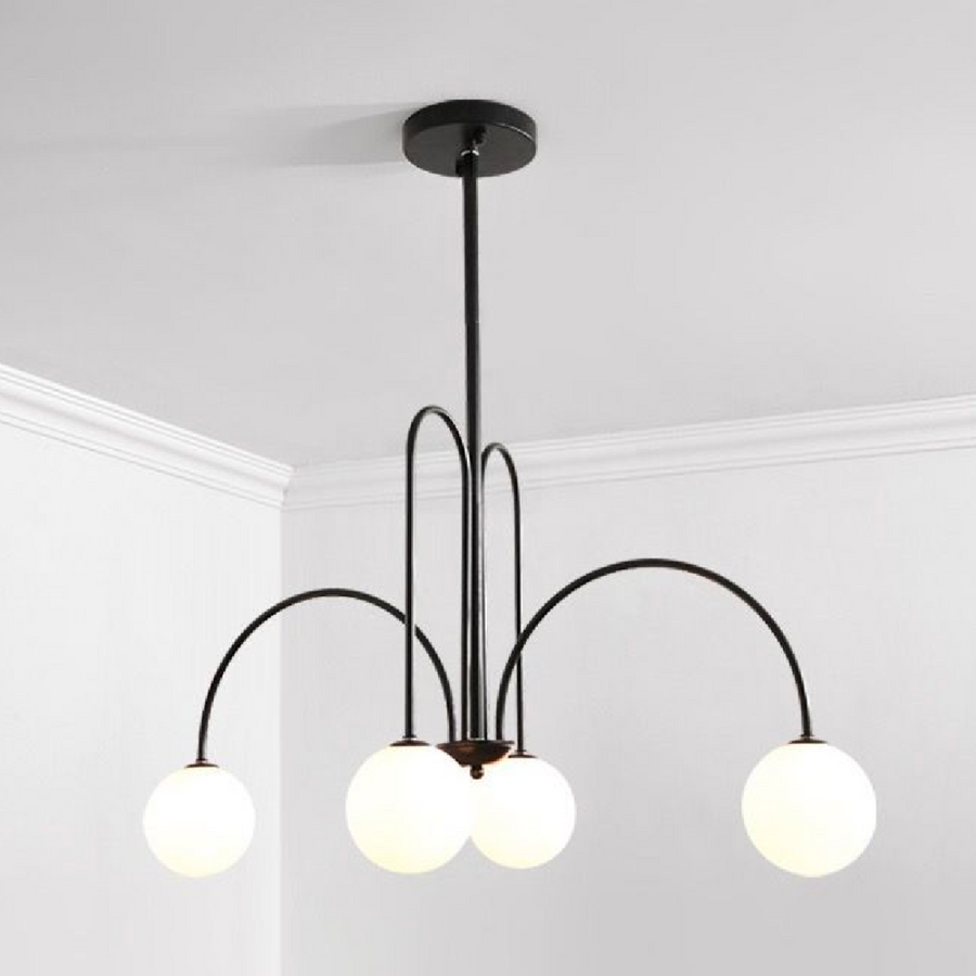 Lustra cu Abajur, Torino, 4xE27, Negru, Metal