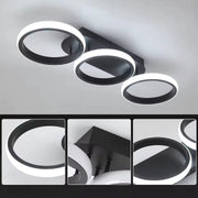Lustra LED ELIO 24W, 3 Cercuri, Liniara, lumina Rece/Calda/Neutra, Negru