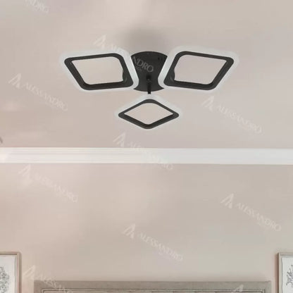 Lustra LED PULSARIS 40W, 3 Patrate, lumina Rece/Calda/Neutra, Negru